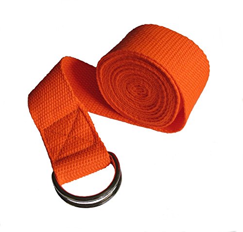Yoga-Gurt orange, Yoga Gürtel von HPY active mit Metall-Verschluss (D-Ring) für effektives Yoga Training, 244×3,8cm
