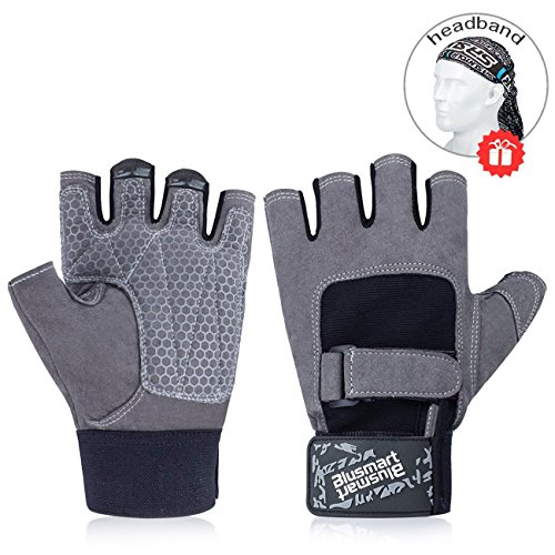 Fitness Handschuhe, Blusmart Trainingshandschuhe Halbfinger Fitnesshandschuhe Sport Handschuhen mit Adjustable Handflächenschutz & Silica Gel Grip für Gewichtheben Gym Radfahren (für Männer und Frauen)