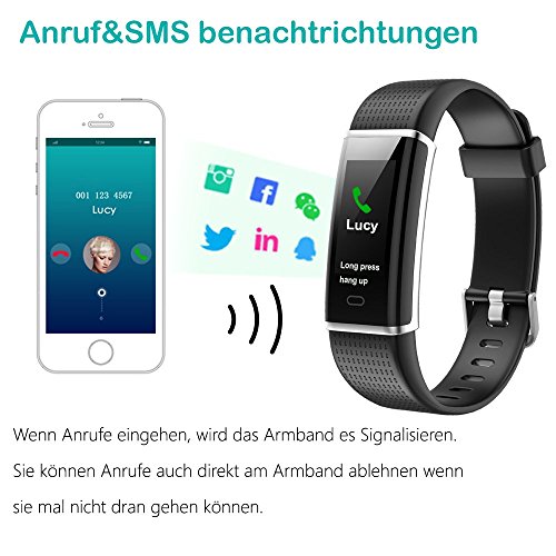 YAMAY Fitness Armband,Wasserdicht IP68 Fitness Tracker mit Pulsmesser 0