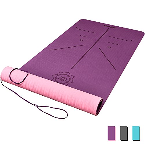 DAWAY Rutschfeste TPE Yogamatte Schadstofffrei – Y8 Dicke Gymnastikmatte Fitnessmatte Sportmatte für Yoga, Pilates und Fitness, Weich, mit Körperausrichtungssystem, 183 x 66 x 0,6 cm, 1 Jahr Garantie