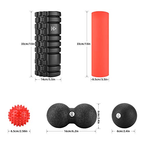 Lycaon Faszienrolle Foam Roller Set 6pcs Für Tiefe Muskelmassage Trainingsset Mit Hoher Dichte