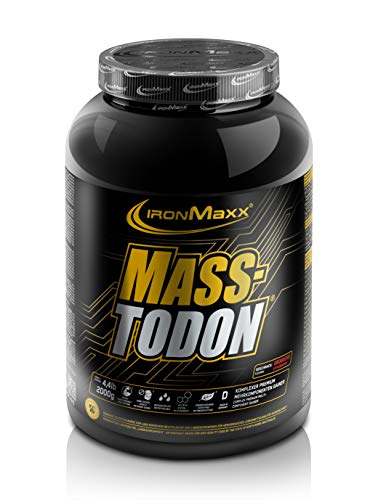 IronMaxx Masstodon – Power Weight Gainer aus hochwertigen Kohlenhydraten / Zuckerarm – Erdbeere – 1 x 2000g Dose