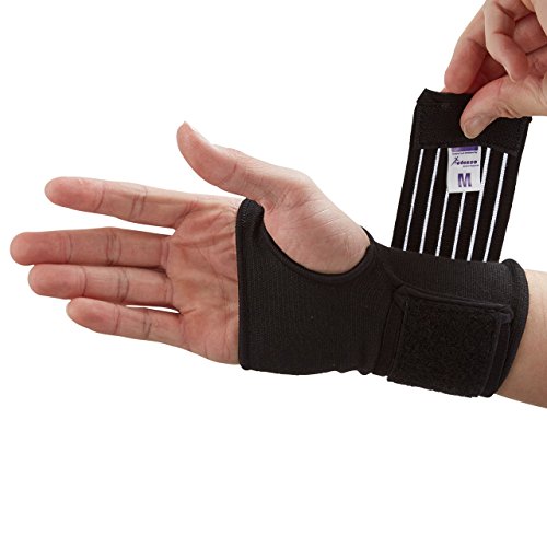 Actesso Handgelenkbandage Handbandage – Ideal für verstauchungen beim sport und sehnenscheidenentzündung – handgelenk stützung ohne verlust der bewegungs (Mittelgroß Schwarz)