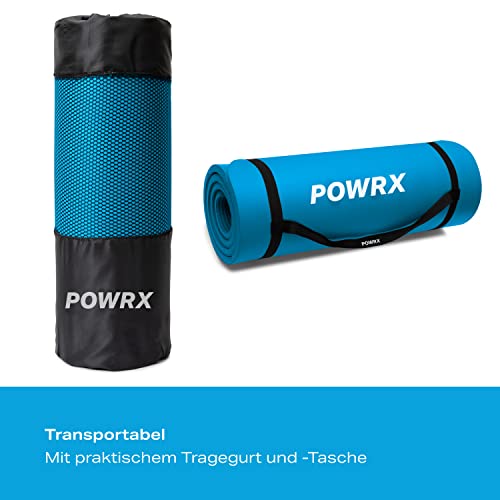 POWRX Gymnastikmatte Yogamatte Blau 190 X 60 X 1 Cm Premium Inkl