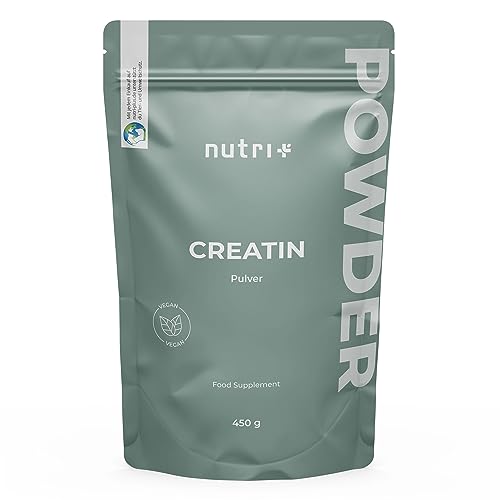 Kreatin Monohydrat Pulver 450 g – Creatin Pure 99,99% rein – hochdosiert, ultrafein, vegan und neutral – Nutri + Creatine Powder Mono Mesh 200 ohne Geschmack – Premiumqualität